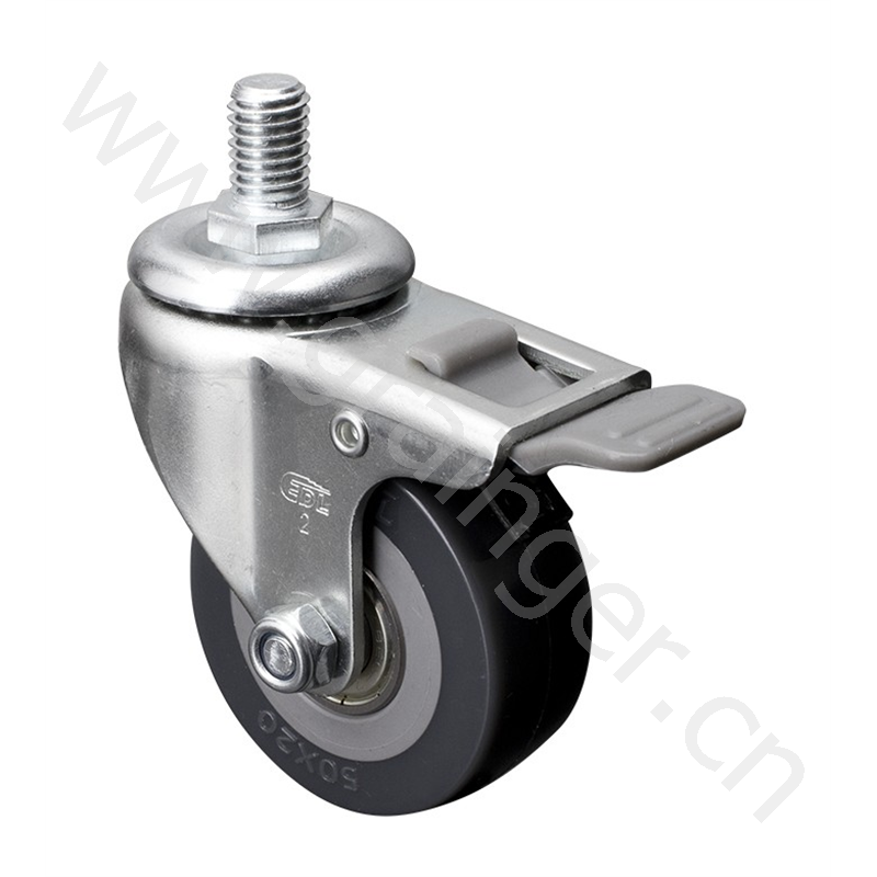 易得力 轮径2"载重40kg螺杆式刹车聚氨酯(pu)轮 2